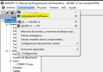 Parsoft actualizacion BC600-1L