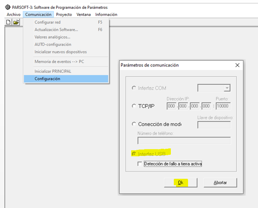 Configuración comunicaciones BC600