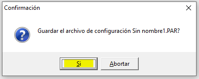 Parsoft pantalla guardar configuración