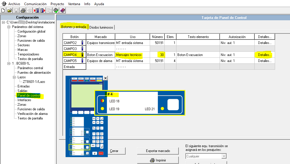 Selecionar Boton BC600