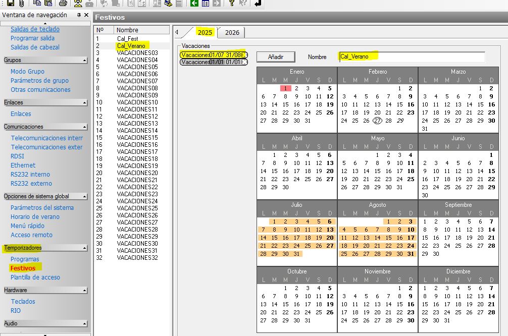 Dimension calendario Auto Armado