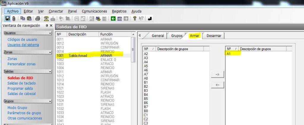Configuracion Salida Galaxy