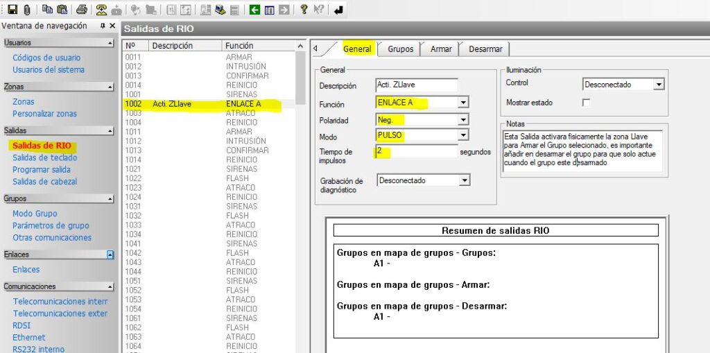 Salida Galaxy configuracion